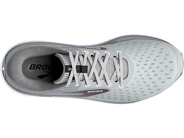 Men's Brooks Dyad 11. Grey upper. White midsole. Top view.