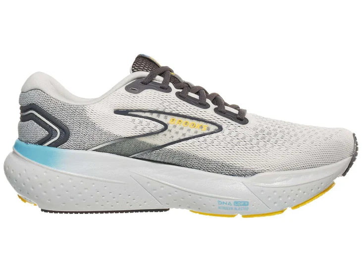 Men's Brooks Glycerin 21. Grey upper. Grey midsole. Medial view.