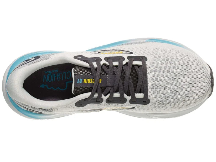 Men's Brooks Glycerin 21. Grey upper. Grey midsole. Top view.