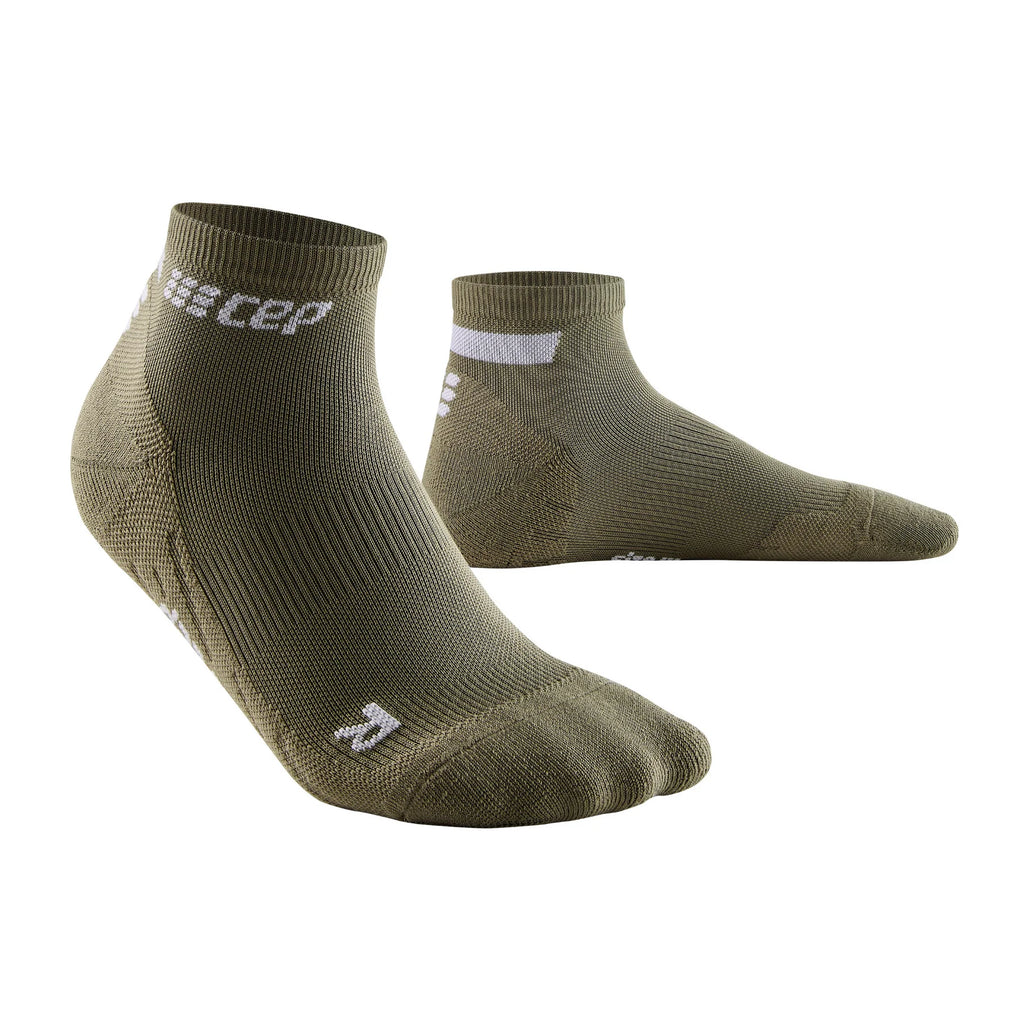 Men's CEP The Run 4.0 Low Cut Socks. Olive.