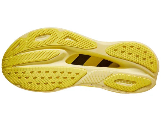 Men's Hoka Skyward X. Yellow upper. Yellow midsole. Bottom view.