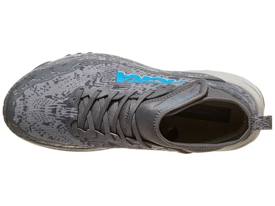 Men's Hoka Speedgoat 6 MID GTX. Grey upper. Grey midsole. Top view.