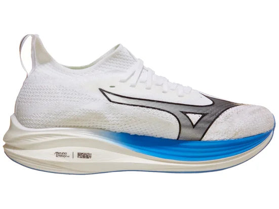 Men's Mizuno Neo Zen. White upper. Multicolored midsole. Medial view.