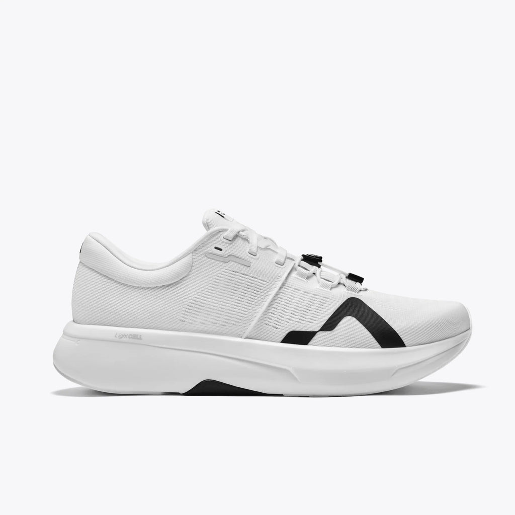 Men's Mount to Coast. R1. White upper. White midsole. Lateral view.