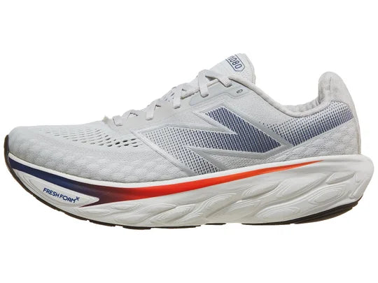 Men's New Balance 1080 v14. Grey upper. White midsole. Lateral view.