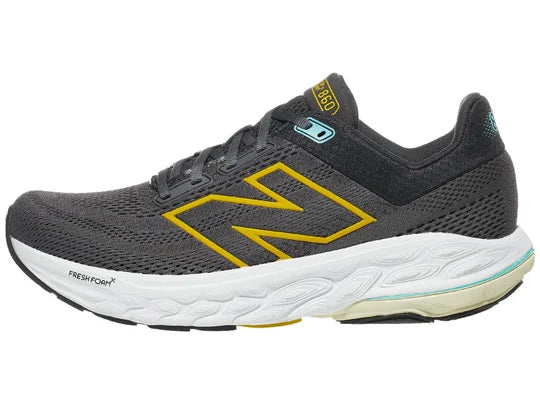 Men's New Balance Fresh Foam X 860v14. Dark grey upper. White midsole. Lateral view.