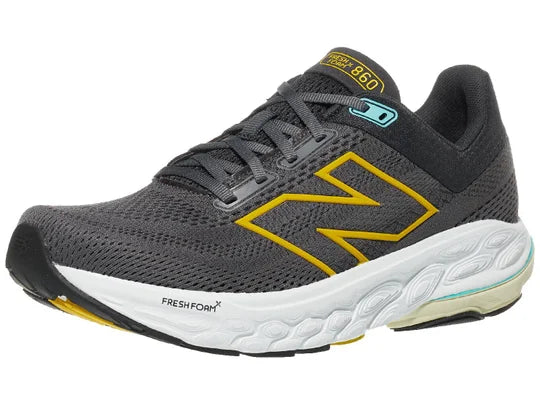 Men's New Balance Fresh Foam X 860v14. Dark grey upper. White midsole. Lateral view.