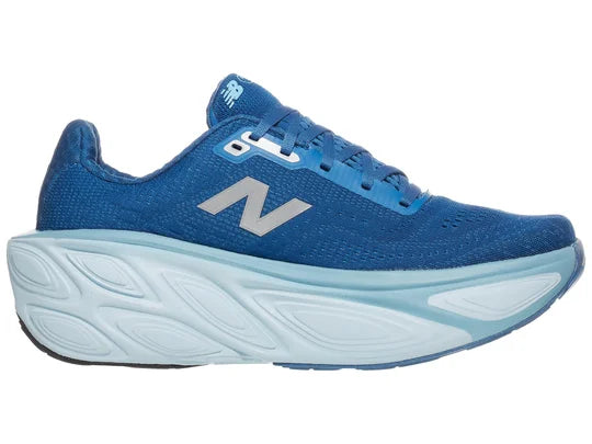 Men's New Balance Fresh Foam X More v5. Blue upper. Blue midsole. Medial view.