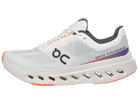 Men's On Running Cloudsurfer Next. White upper. White midsole. Lateral view.