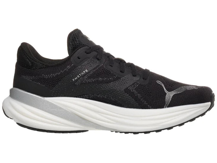 Men's Puma Magnify Nitro 2. Black upper. White midsole. Medial view.