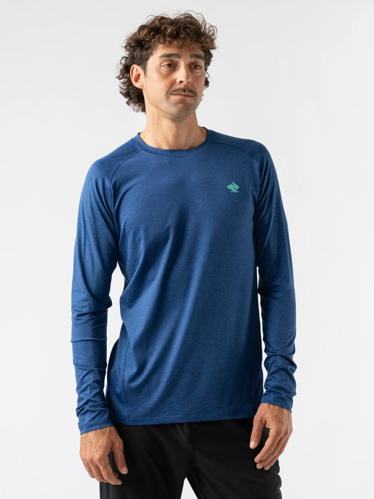 Men's rabbit EZ Long Sleeve. Navy. Front view.