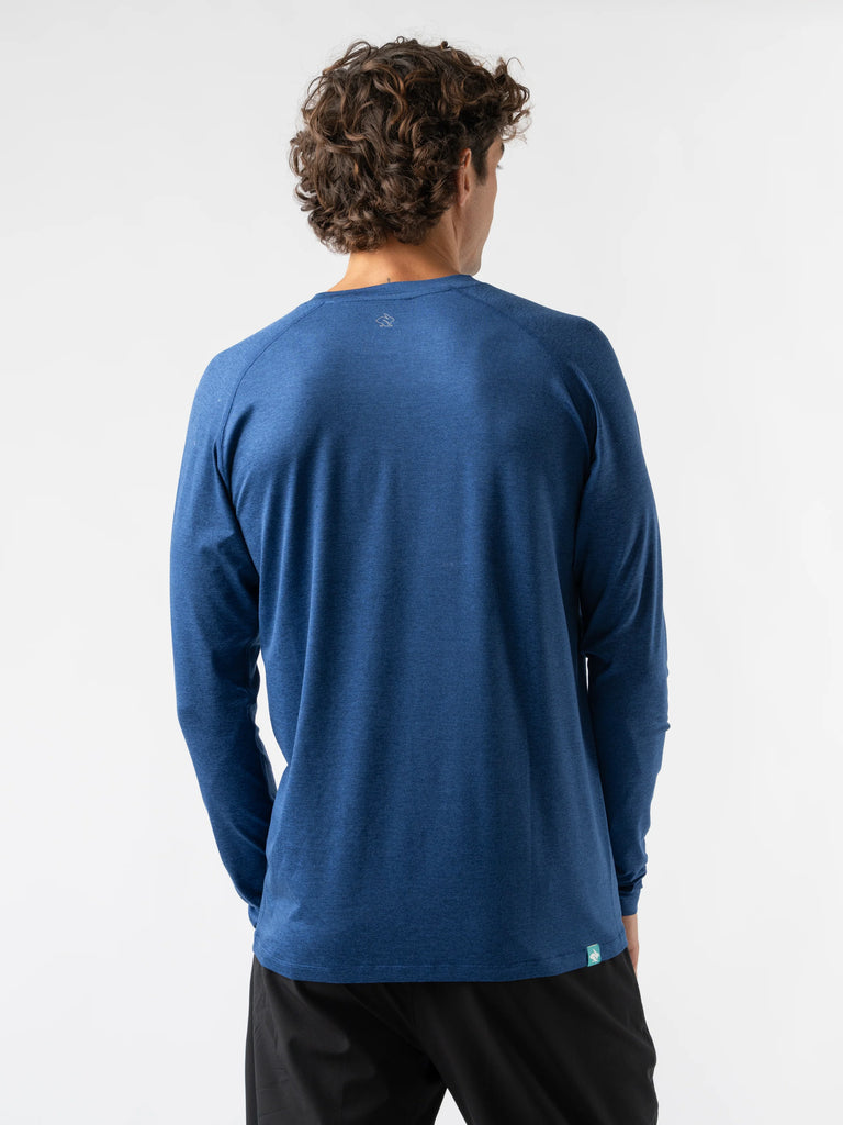 Men's rabbit EZ Long Sleeve. Navy. Rear view.