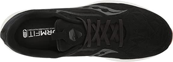 Men's Saucony Freedom 5. Black upper. White midsole. Top view.