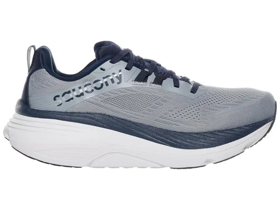 Men's Saucony Hurricane 25. Grey upper. White midsole. Medial view.