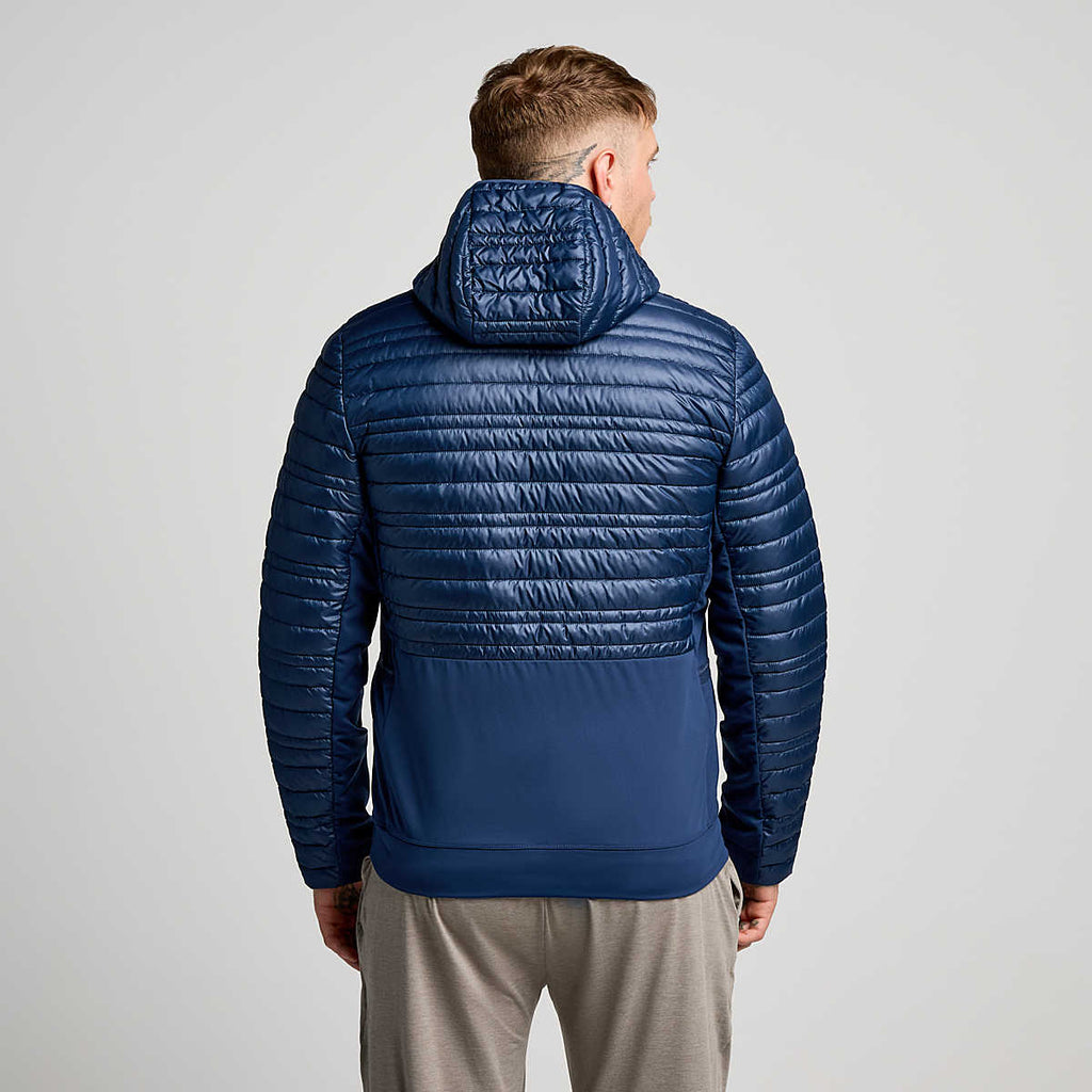 Men's Saucony Hurricane Insulated Jacket. Navy. Rear view.