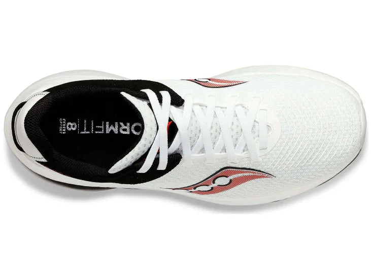 Men's Saucony Kinvara Pro. White upper. White midsole. Top view.