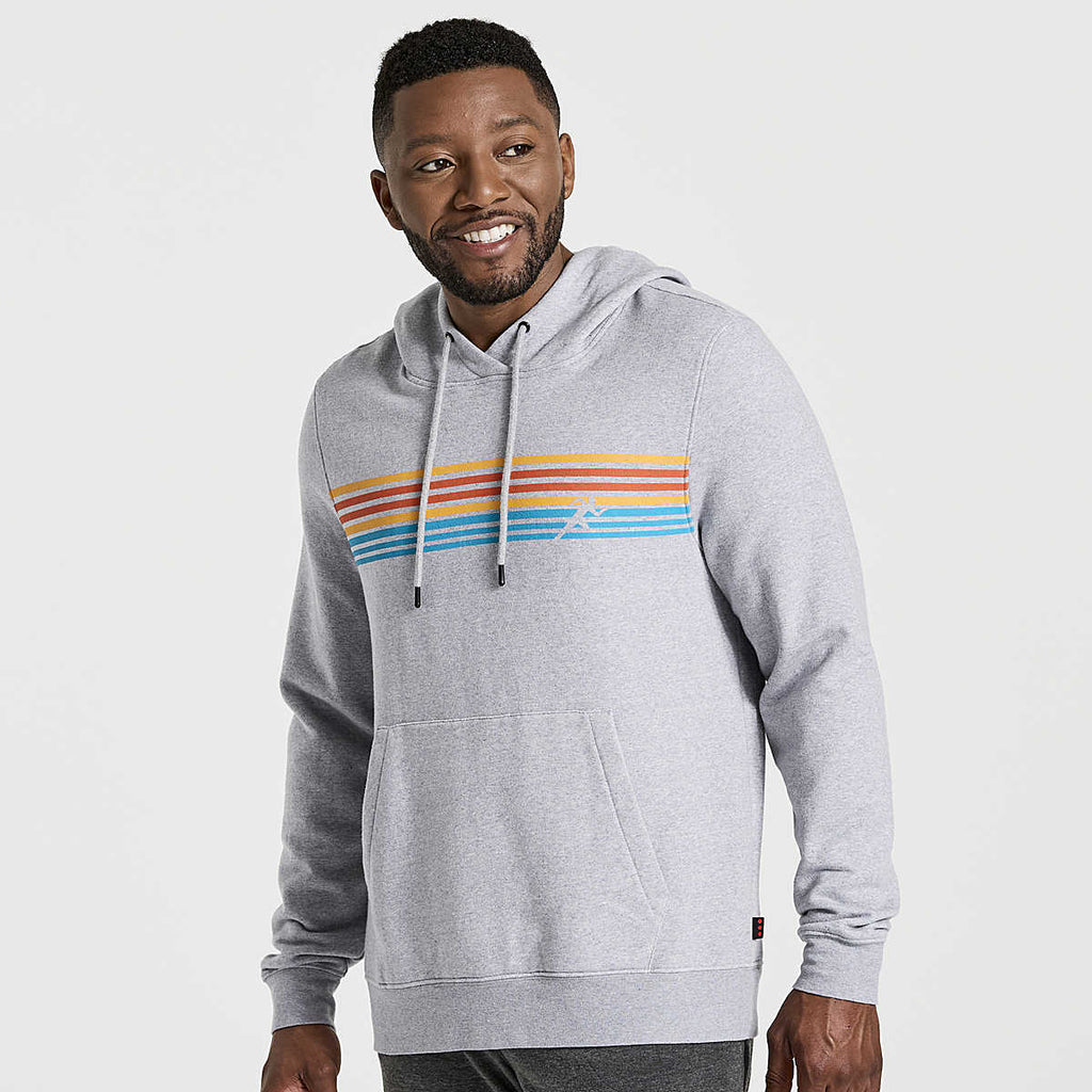 Men's Saucony Rested Hoodie. Grey. Front view.