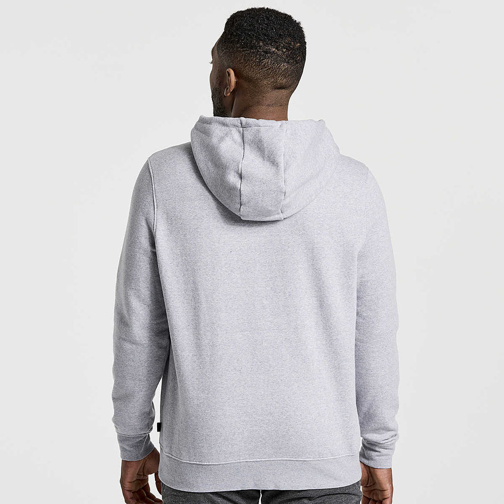 Men's Saucony Rested Hoodie. Grey. Rear view.