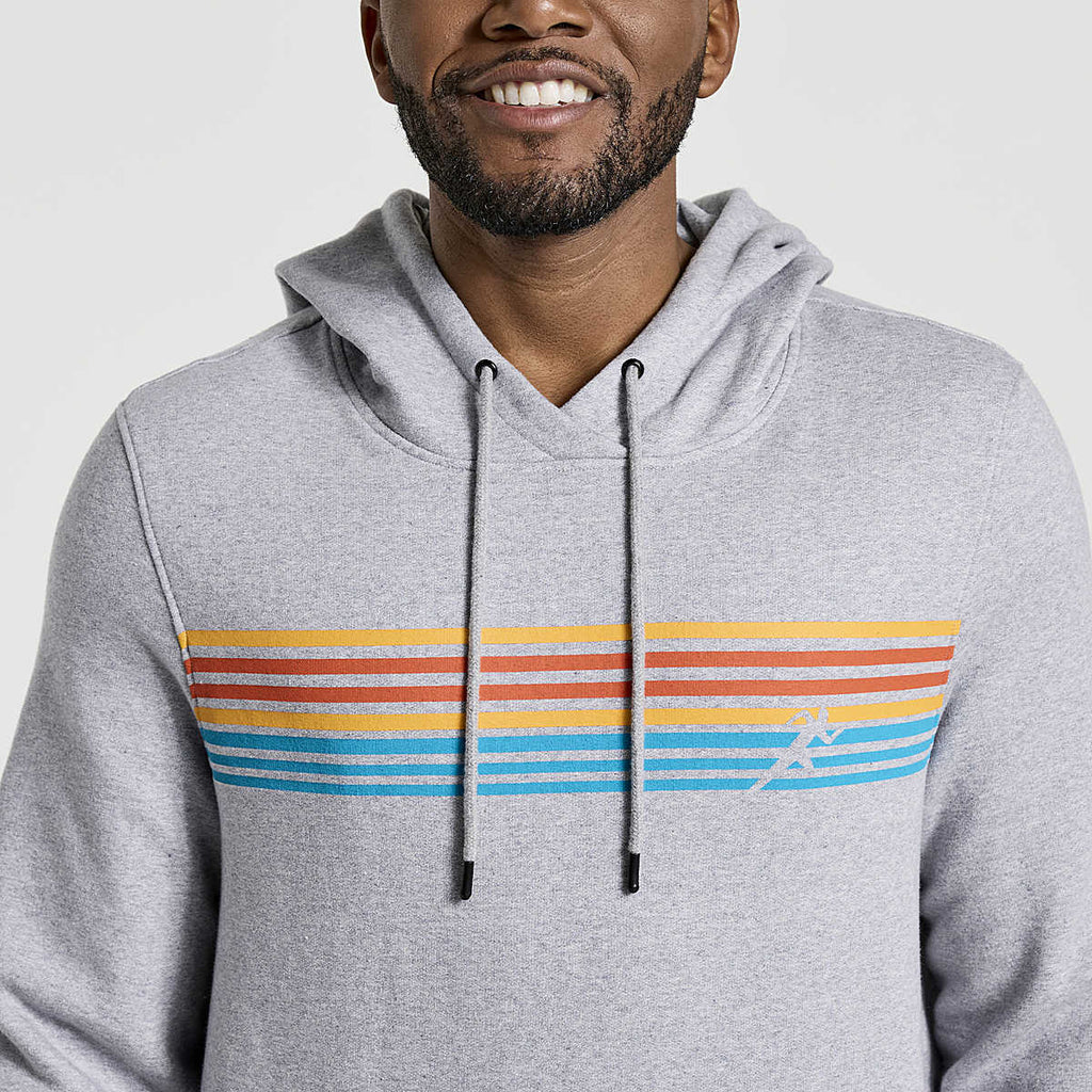 Men's Saucony Rested Hoodie. Grey. Front view.