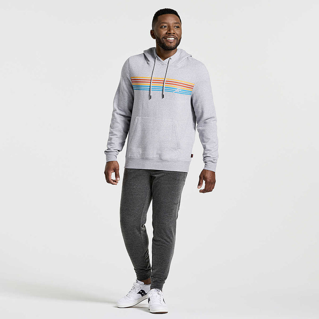 Men's Saucony Rested Hoodie. Grey. Front view.