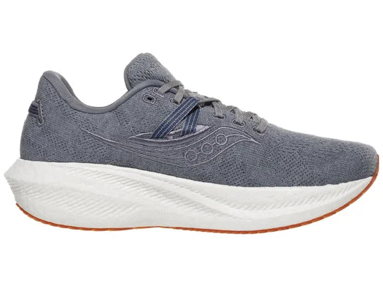 Men's Saucony Triumph RFG. Navy upper. White midsole. Medial view.