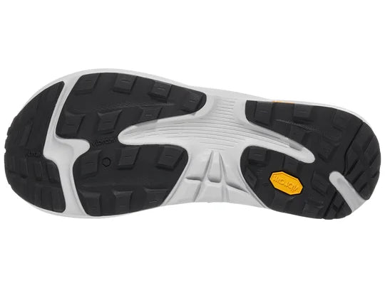 Men's Topo Ultraventure 4. Grey upper. Grey midsole. Bottom view.