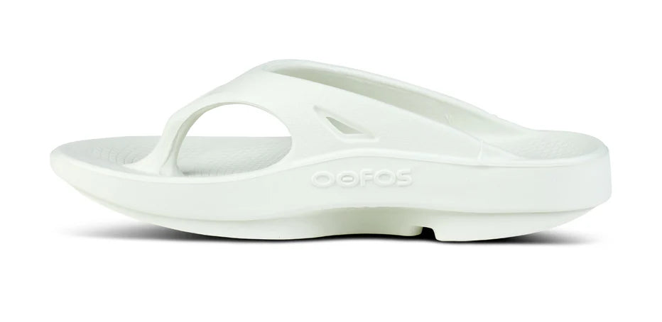 Oofos Ooriginal Slide. Light Gray. Medial view.