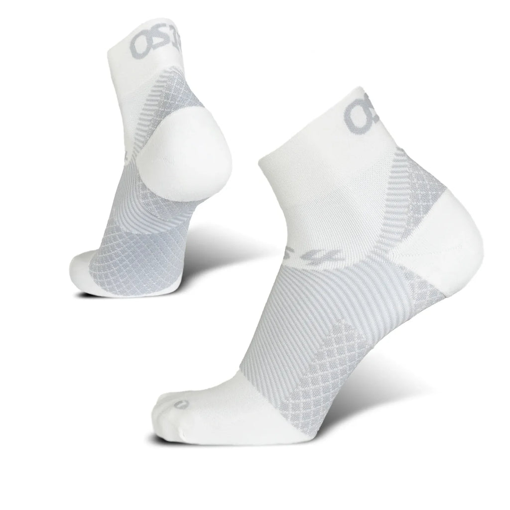 OS1st Plantar Fasciitis Quarter Crew Socks. White.