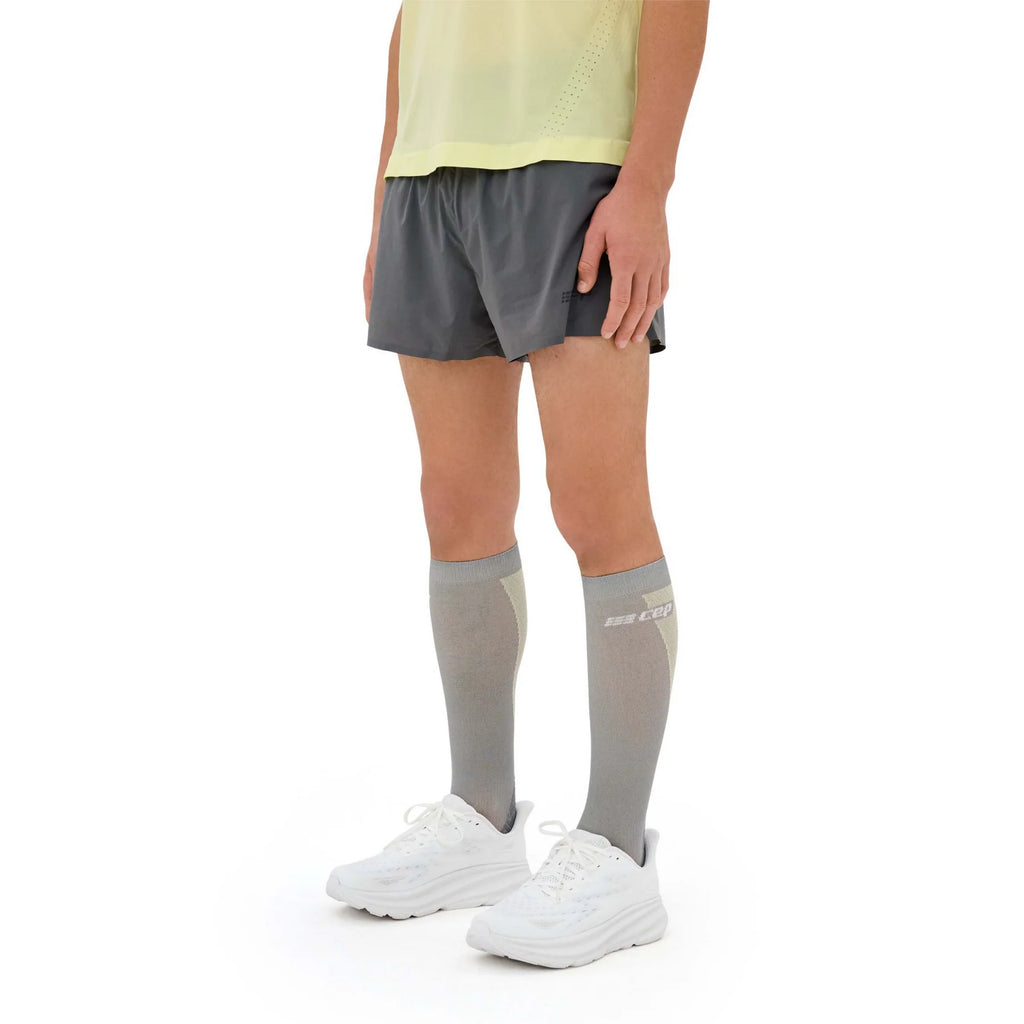 Men's CEP Ultralight Shorts. Grey. Lateral view.