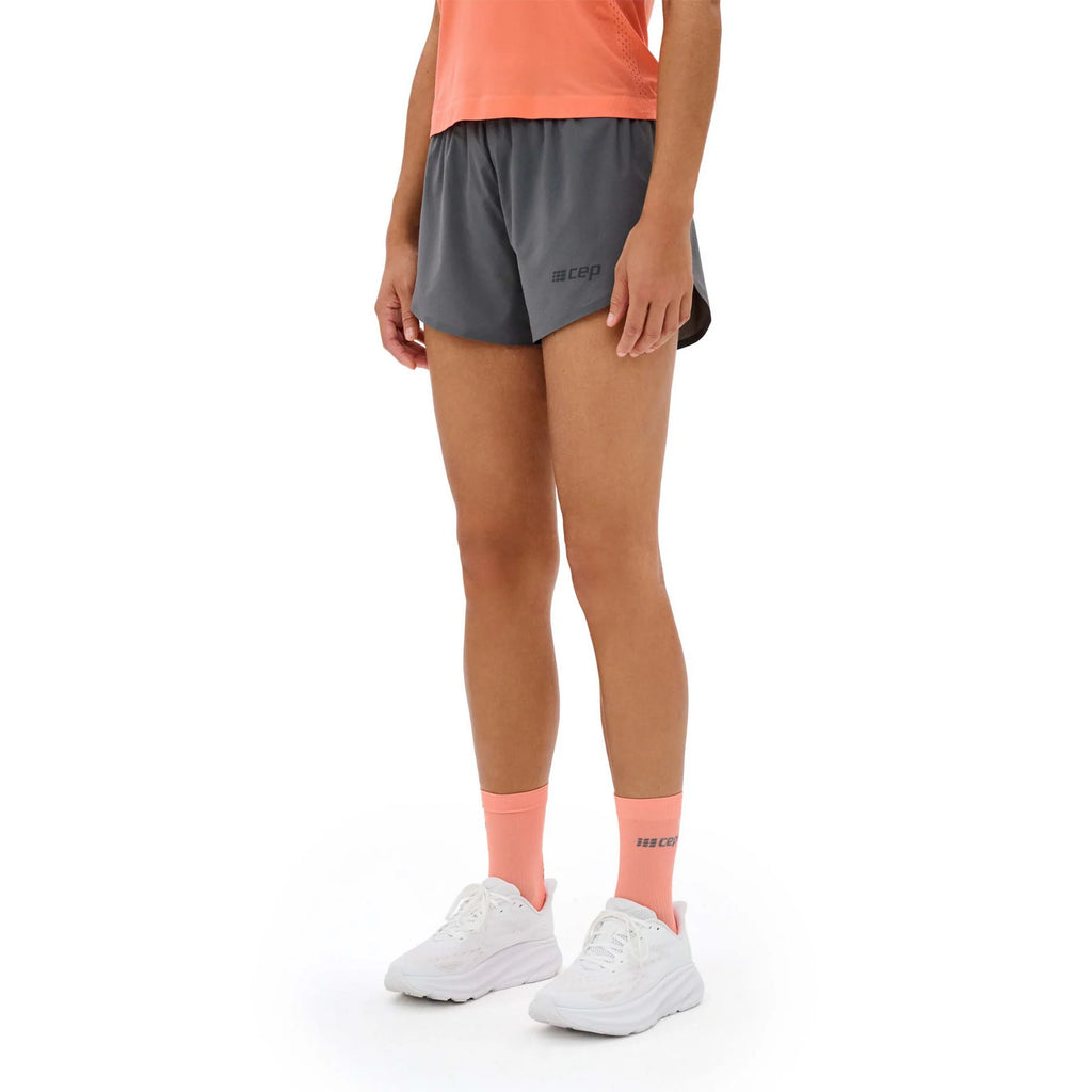 Women's CEP Ultralight Shorts. Grey. Lateral view.