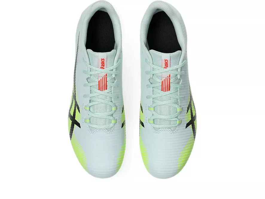 Unisex Asics Hyper Sprint 8. Green upper. Top view.