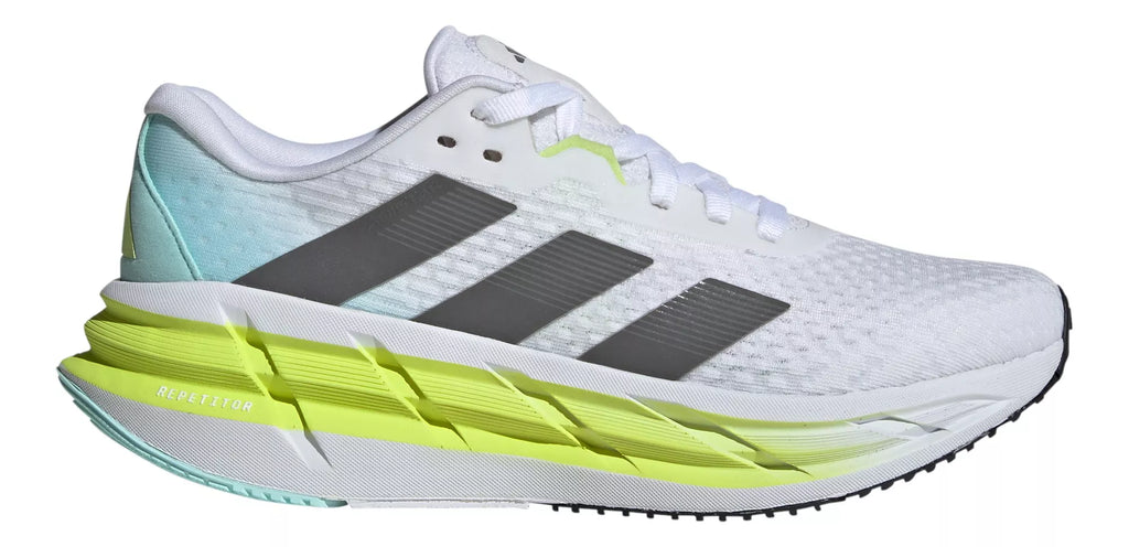 Women's Adidas Adistar 3. White upper. White midsole. Lateral view.