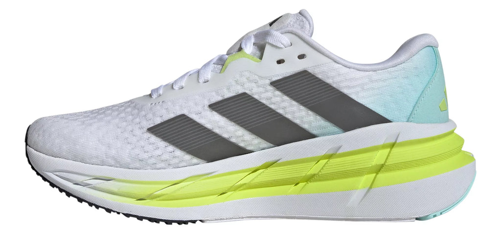 Women's Adidas Adistar 3. White upper. White midsole. Medial view.