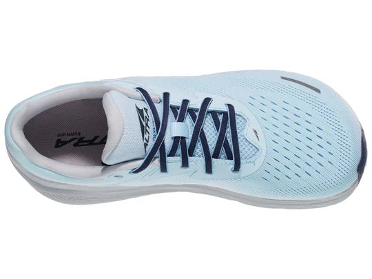 Women's Altra Via Olympus 2. Blue upper. Grey midsole. Top view.