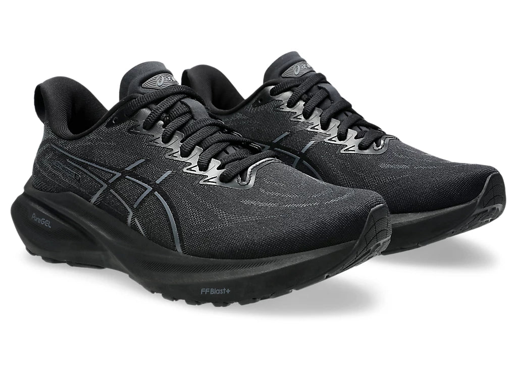 Women's Asics GT 2000 13. Black upper. Black midsole. Lateral view.