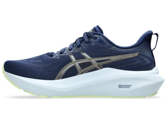 Women's Asics GT 2000 13. Blue upper. Grey midsole. Medial view.