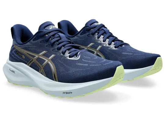 Women's Asics GT 2000 13. Blue upper. Grey midsole. Lateral view.