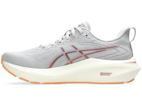 Women's Asics GT 2000 13. Grey upper. White midsole. Medial view.