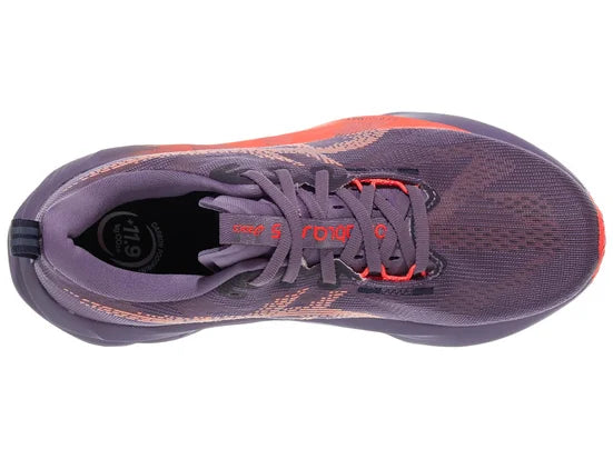 Women's Asics Novablast 5. Grey/Purple upper. Grey/Purple midsole. Top view.