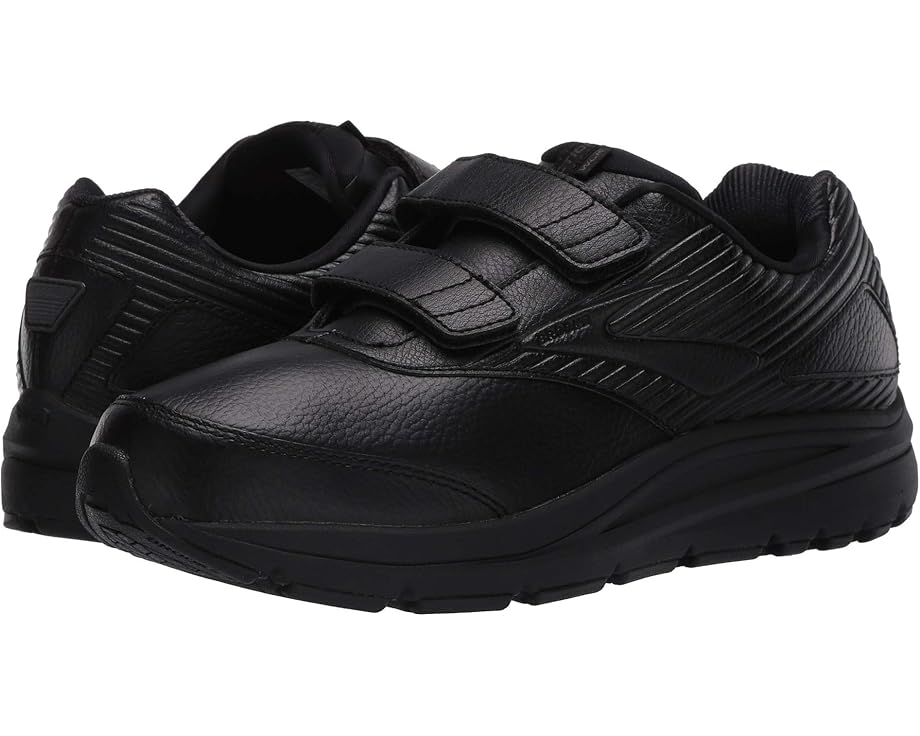 Women's Brooks Addiction Walker V Strap 2. Black upper. Black midsole. Lateral view.