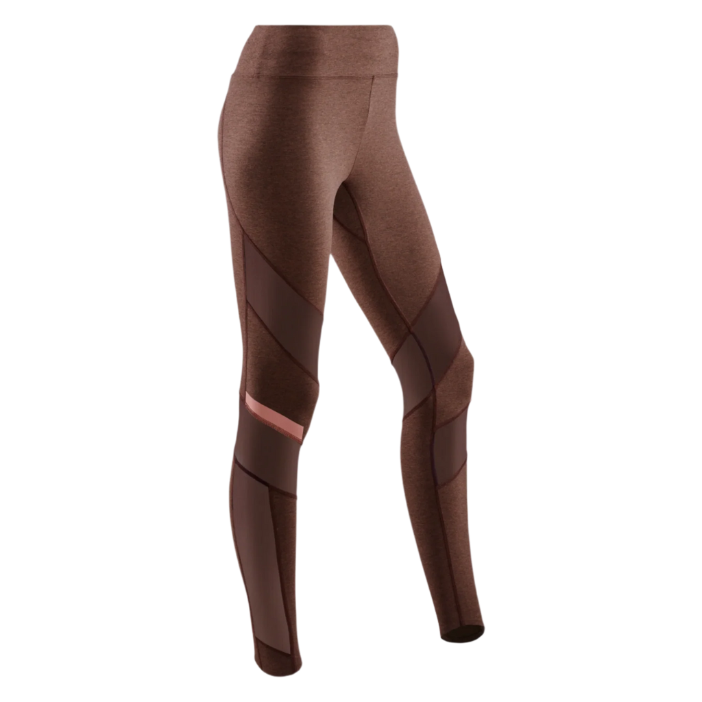 Women's CEP Training Tights. Rose. Front/Lateral view.