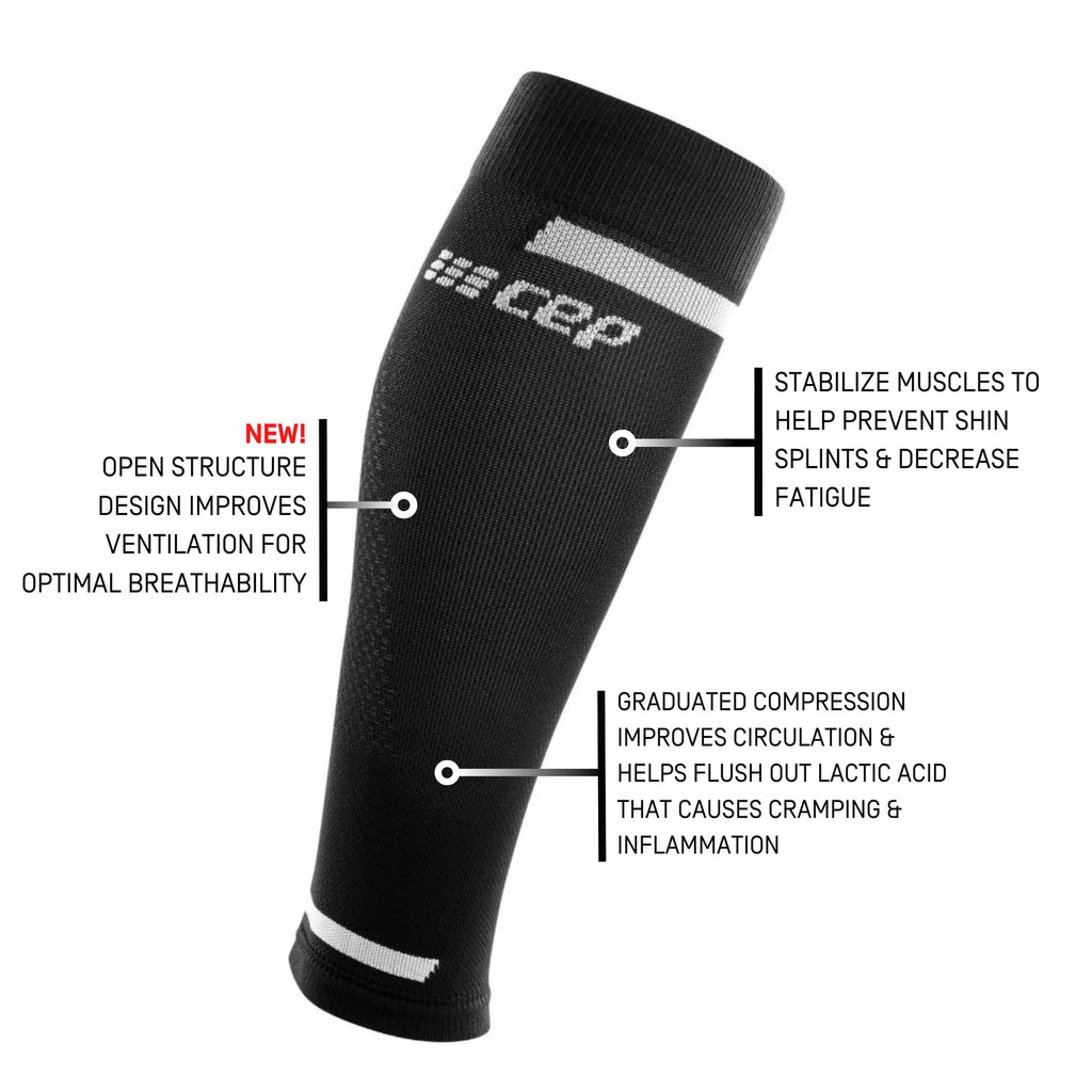 Women's CEP Calf Compression Sleeve. Black. Tech Sheet.