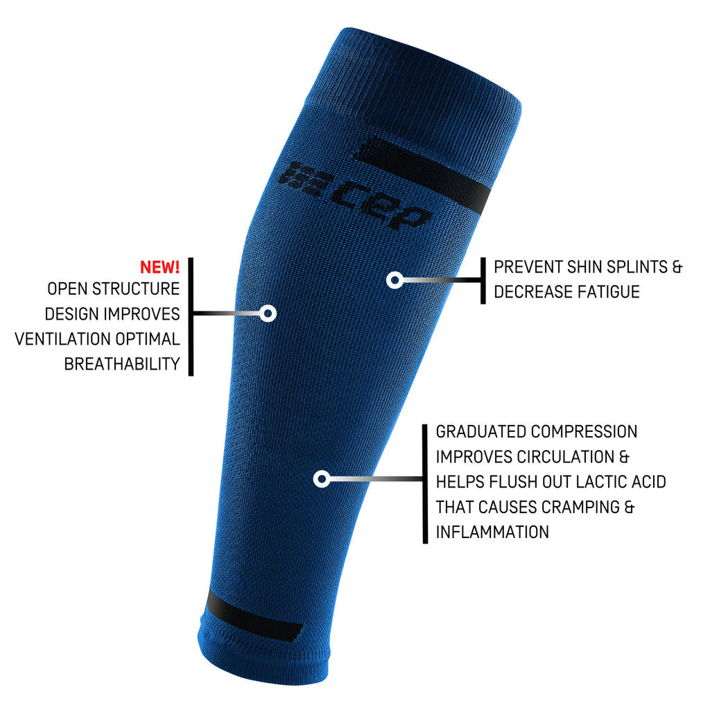 Women's CEP Calf Compression Sleeve. Blue. Tech Sheet.