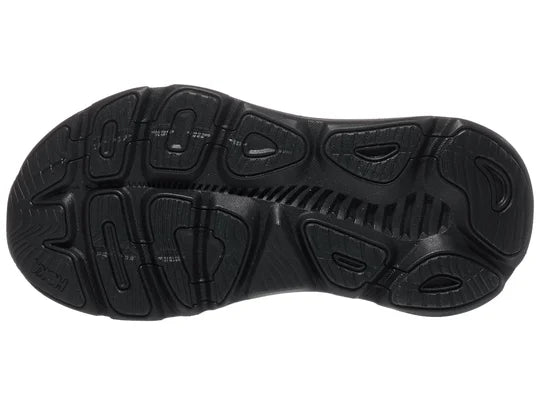 Women's Hoka Gaviota 5. Black upper. Black midsole. Bottom view.