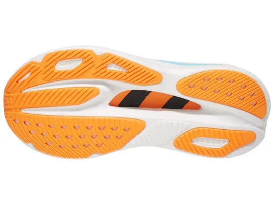 Women's Hoka Skyward X. Yellow upper. White midsole. Bottom view.