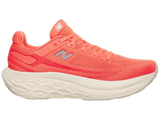 Women's New Balance 1080 V13. Red upper. White midsole. Medial view.