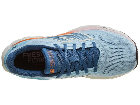 Women's New Balance 880 V14. Blue upper. Off White midsole. Top view.