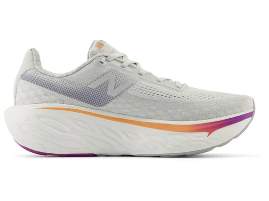 Women's New Balance 1080 v14. Grey upper. White midsole. Medial view.