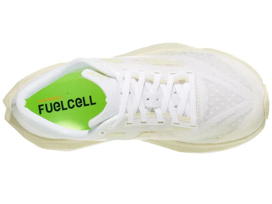 Women's New Balance FuelCell Rebel v4. Off White upper. Off White midsole. Top view.