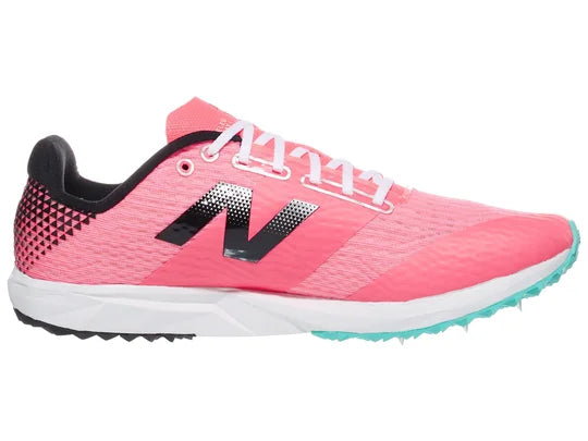 Women's New Balance FuelCell X 7 v5. Pink upper. White midsole. Medial view.